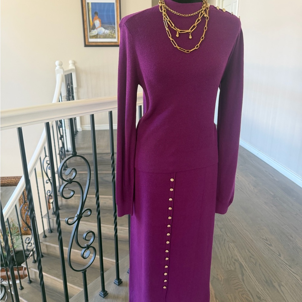 Elegant Purple Women's Sweater 2-Piece Top/Skirt (NWT)